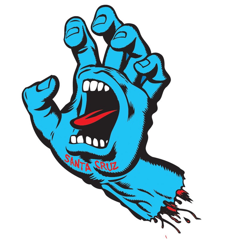 Screaming Hand 4.25in Santa Cruz Stickers (25 Pack) Blue 4.25 in