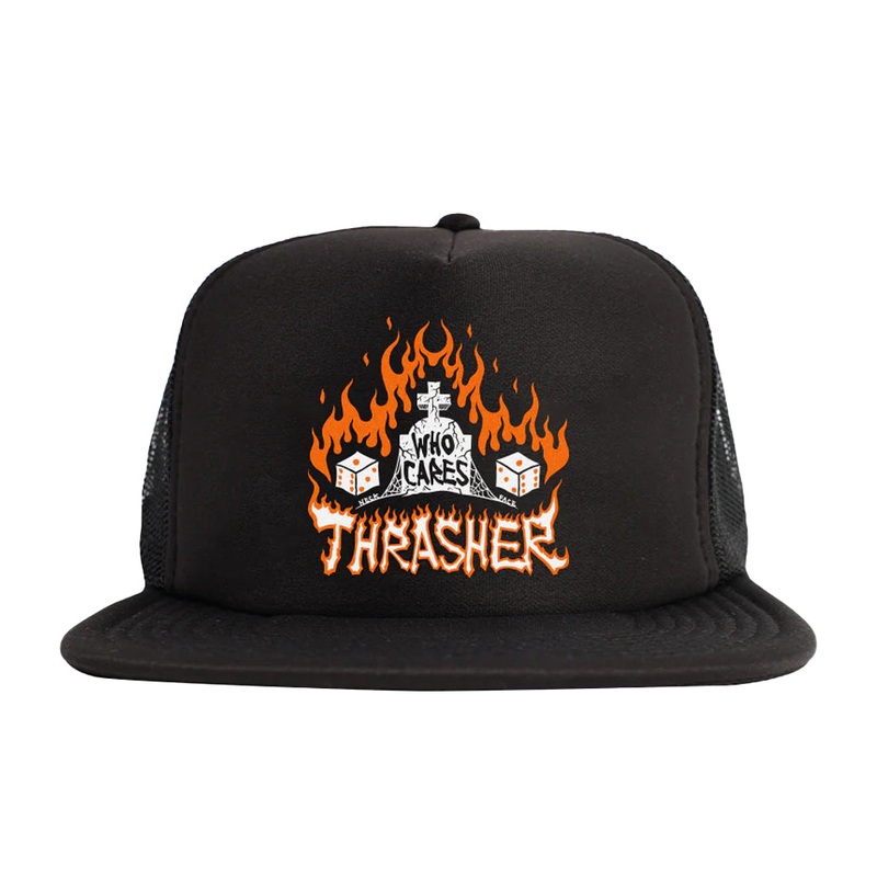 Thrasher Magazine Who Cares By Neckface Trucker Hat Black One Size Fits All