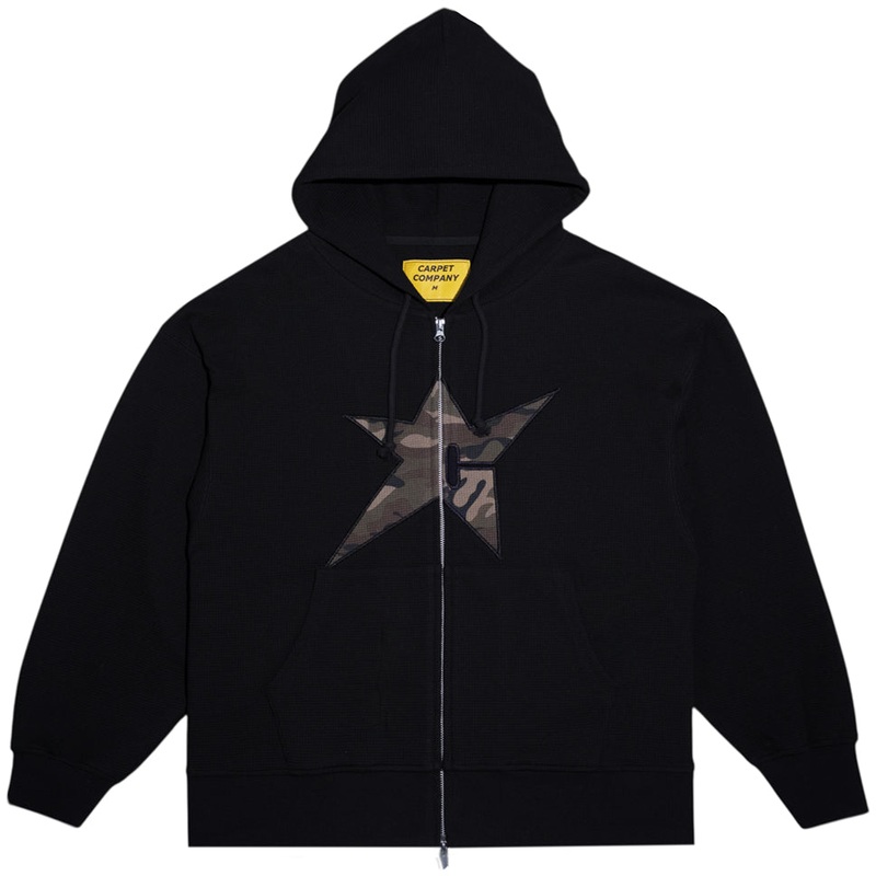 Carpet Company C-Star Thermal Zip-Up Sweater Black Medium