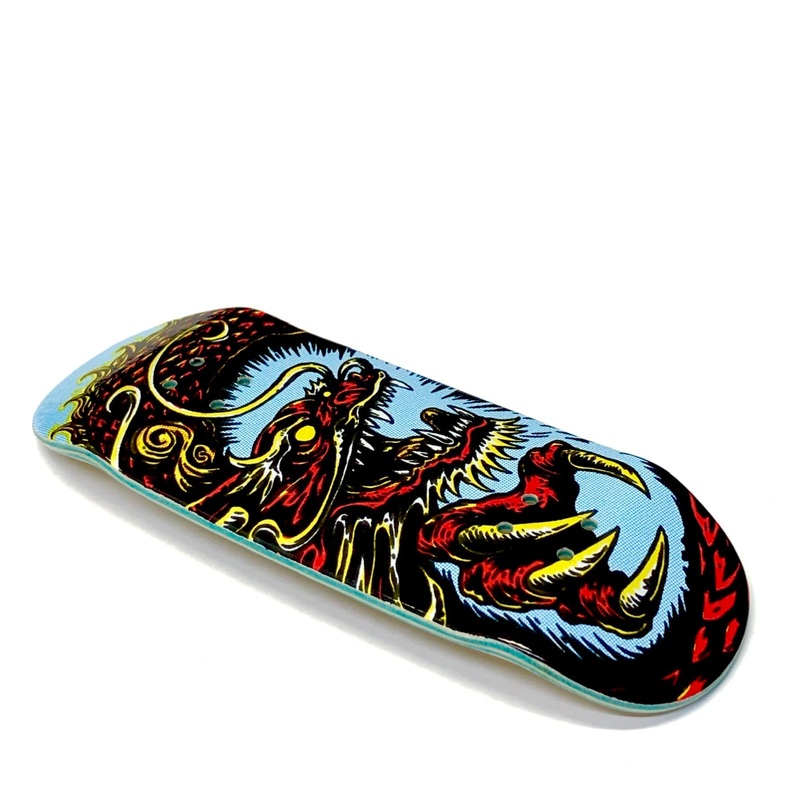 Chems Blue Background “Red Dragon” Fingerboard Deck 29mm Mid-Pro Popsicle