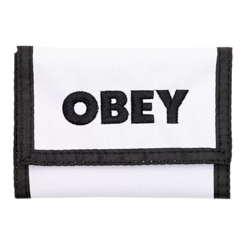 Obey Bold Logo Trifold White Wallet OS