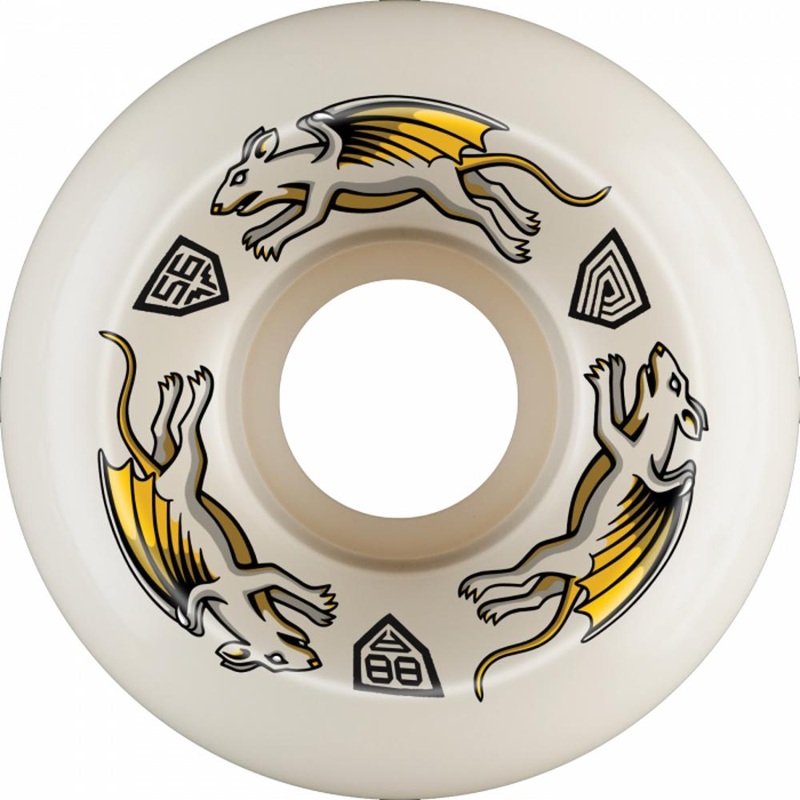 Powell Peralta Nano Rat 56mm 88A Off White/Yellow Skateboard Wheels