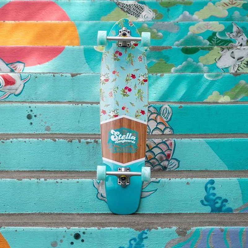 Stella Floral Mint 38 Kicktail Longboard Complete