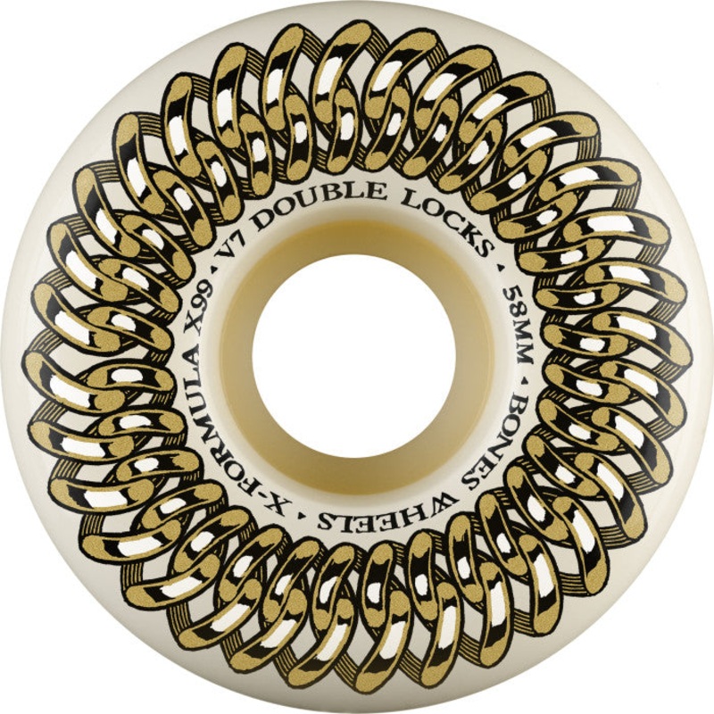 BONES WHEELS X-Formula Skateboard Wheels Double Lock V7 56, 58mm 99A 4PK White 56mm