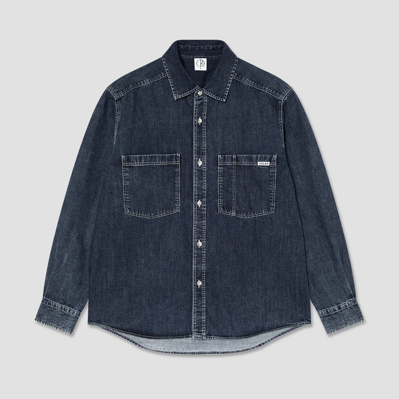 Polar Mike Longsleeve Shirt Denim Washed Blue Small