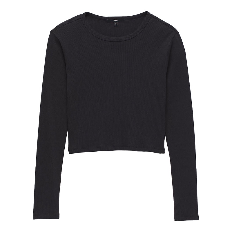 Vans Womens Drew Rib Long Sleeve Top Black Extra small