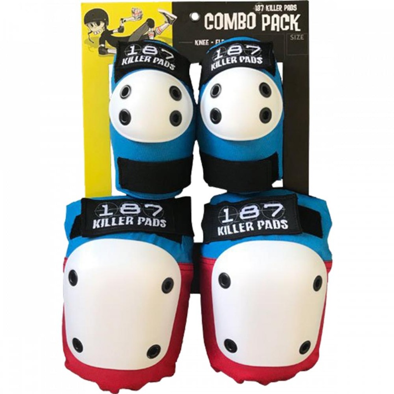 187 Combo Pack Knee/Elbow Pad Set S/M – Red/White/Blue