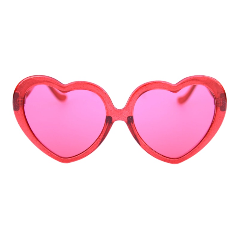 Happy Hour Shades | Heart On Sunglasses | Red Sparkle | Red Lens | MOXI OS