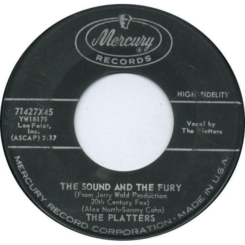 Platters, The  The Sound And The Fury / Enchanted Vinyl 7″ Record *Used 1959 Release*