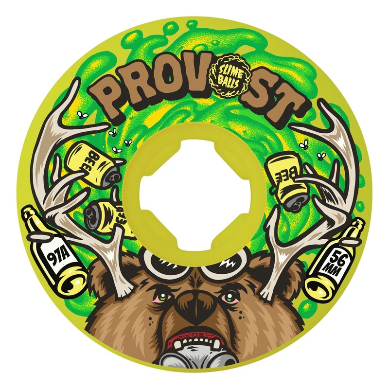 56mm Collin Provost Beer Vomit Mini 97a Slime Balls Skateboard Wheels Green 56mm