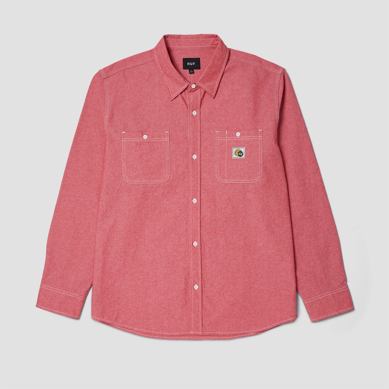 HUF Total Eclipse Chambray Shirt Red Small
