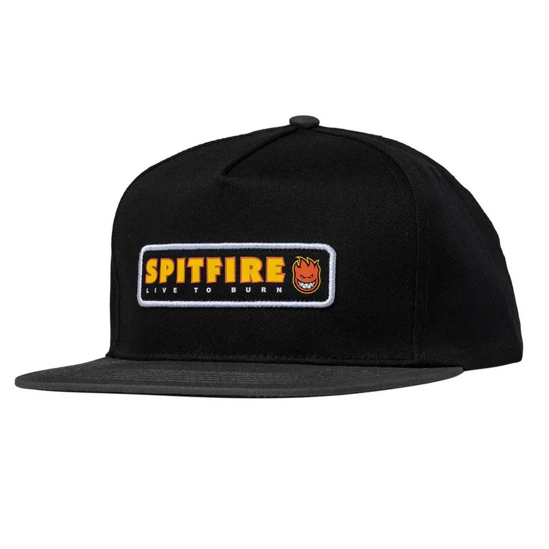 Spitfire Live To Burn Patch Snapback Hat Black