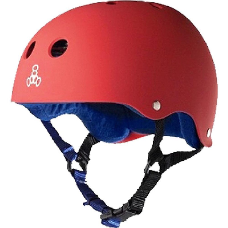Triple 8 Red Matte Blue Skateboard Longboard Helmet XS