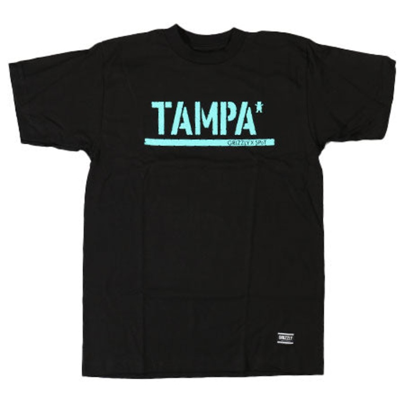 Grizzly Grizzly x SPoT Tampa Stamp T Shirt Black/ Celadon Small