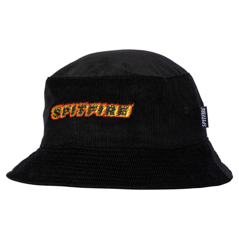 Spitfire Flames Script Bucket Hat Black