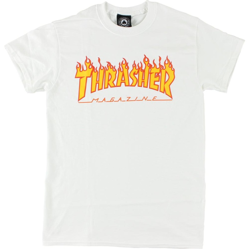 Thrasher Flame Logo Small White T-Shirt Small