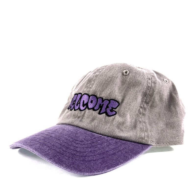 Welcome Bubble Stone-Washed Hat – Khaki / Plum