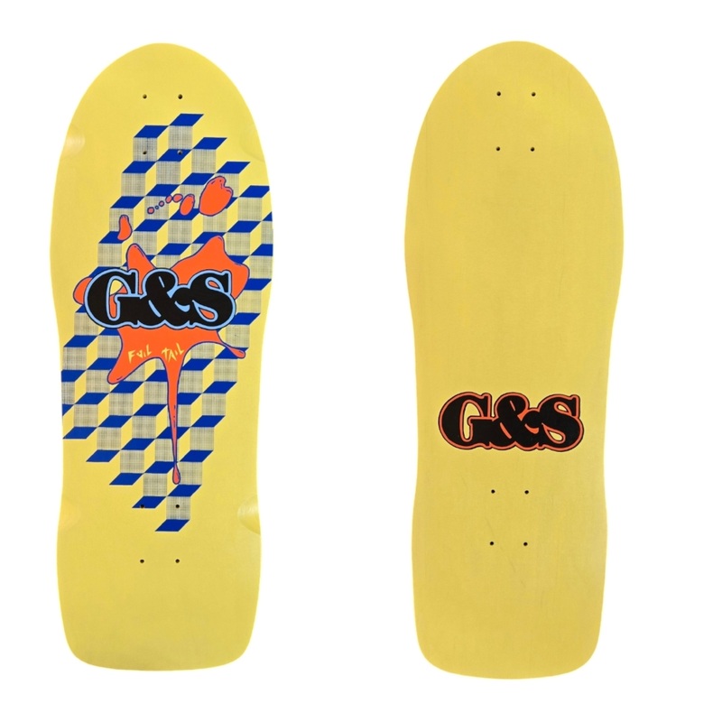 G&S FoilTail reissue Skateboard – YELLOW / ORANGE SPLAT