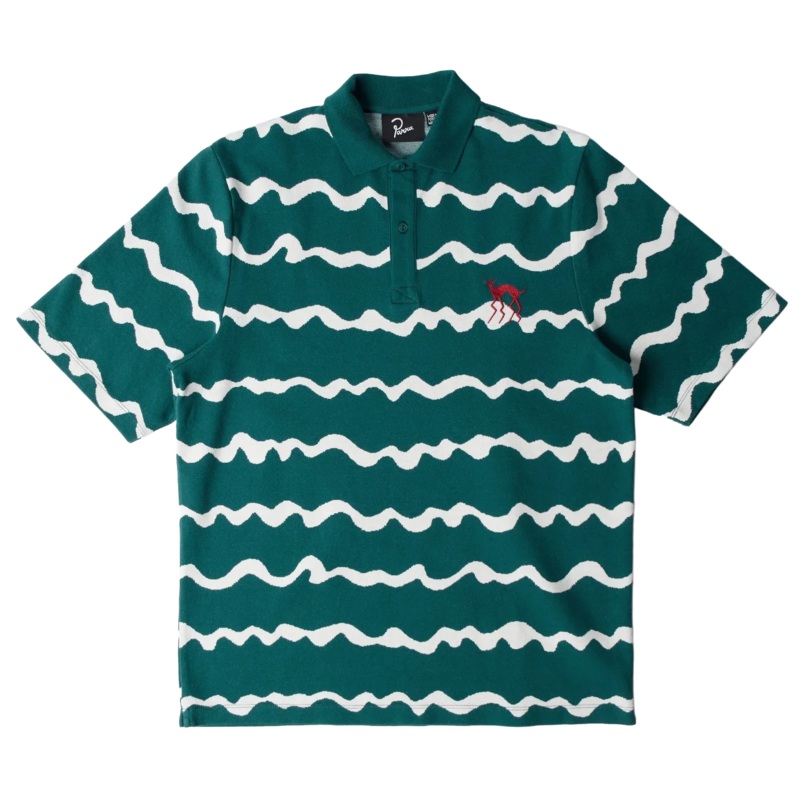 Parra Broken Waves Polo Shirt Pine Green M