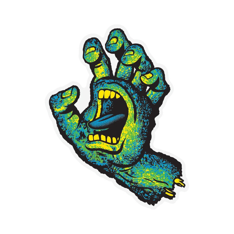 Street Creep Hand 6in Santa Cruz Stickers (25 Pack) Blue/Green/Yellow 4.6 in