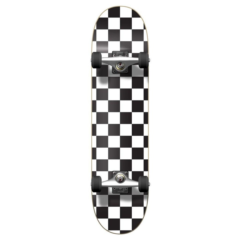 Yocaher Graphic Complete 7.75″ Skateboard – Checker White Complete