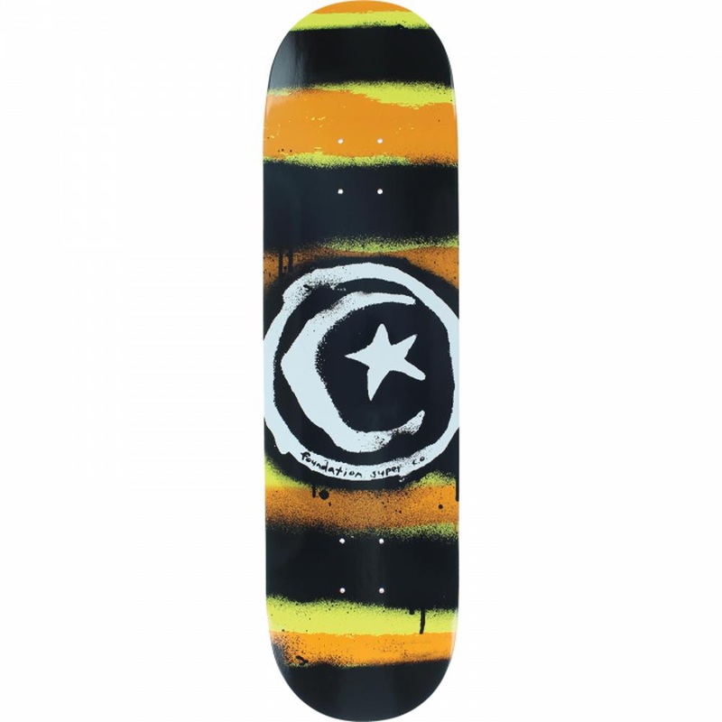 Foundation Star & Moon Distress 8.25″ Mustard Skateboard Deck