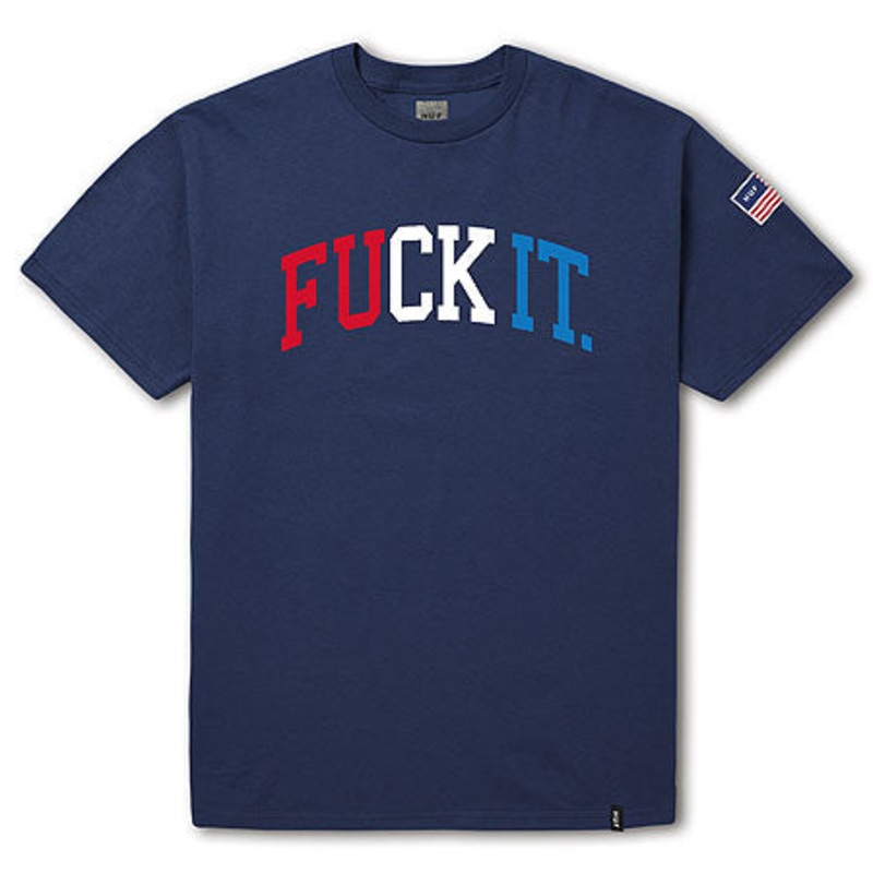 HUF Fuck It Arch T Shirt Navy Extra Extra Large