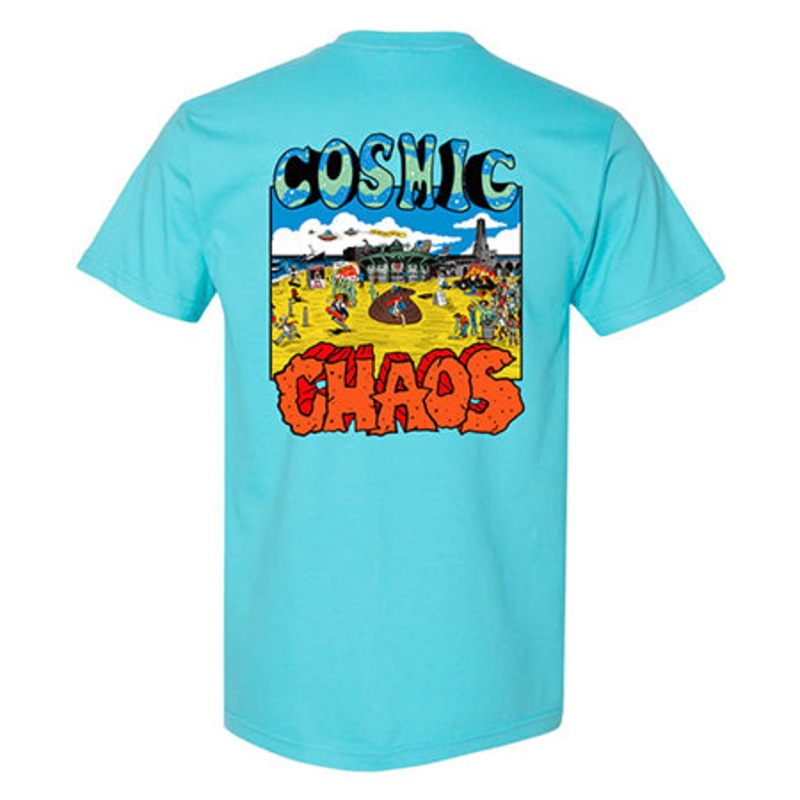 Metal Skateboards Cosmic Chaos T Shirt Lagoon Blue Small