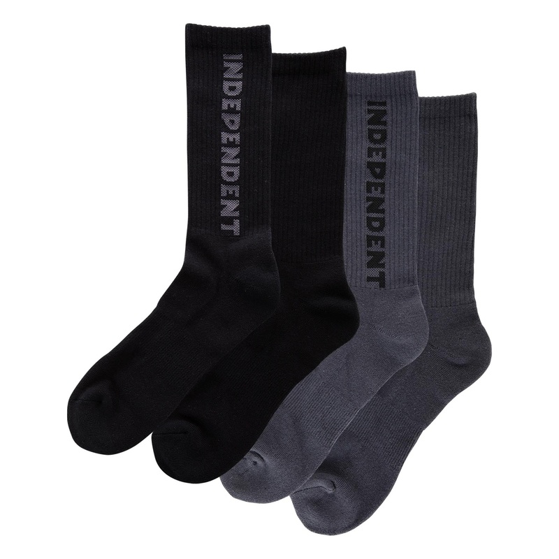 Baseline Mens Independent Socks X2 Pairs Black/Charcoal 9-11 2 Pairs