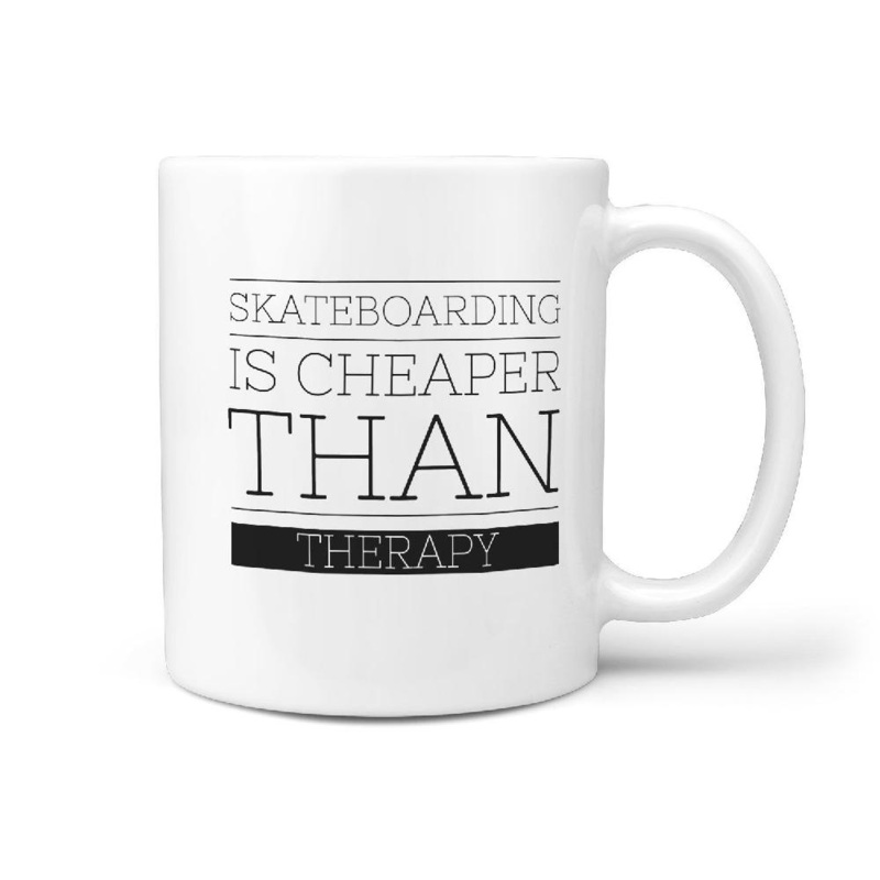Skateboarding is Cheaper Than Therapy – Fun Coffee Mug