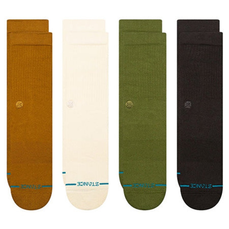 Stance Icon 4 Pack Crew Socks Gold Large
