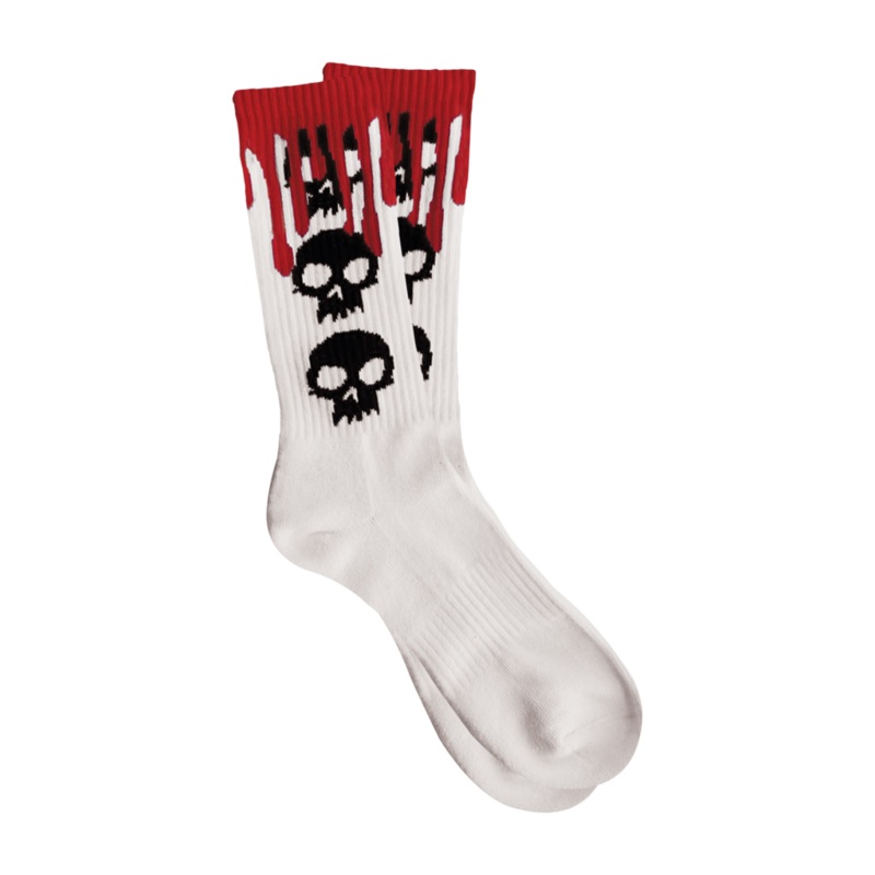 3 Skull Blood Socks (White) White