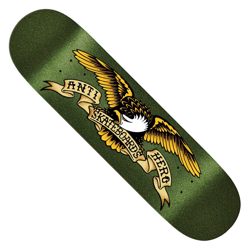 Anti-Hero Easy Rider Classic Eagle Glitter Deck Army Green 8.38 x 32.25 WB:14.5