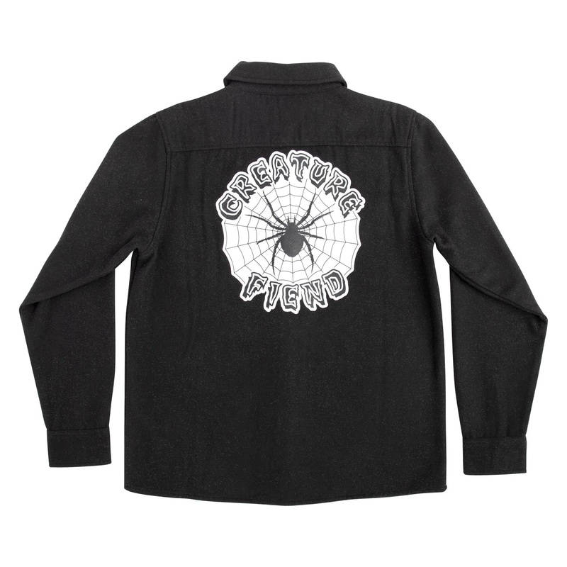 Creature Web L/S Flannel Small Black Heather