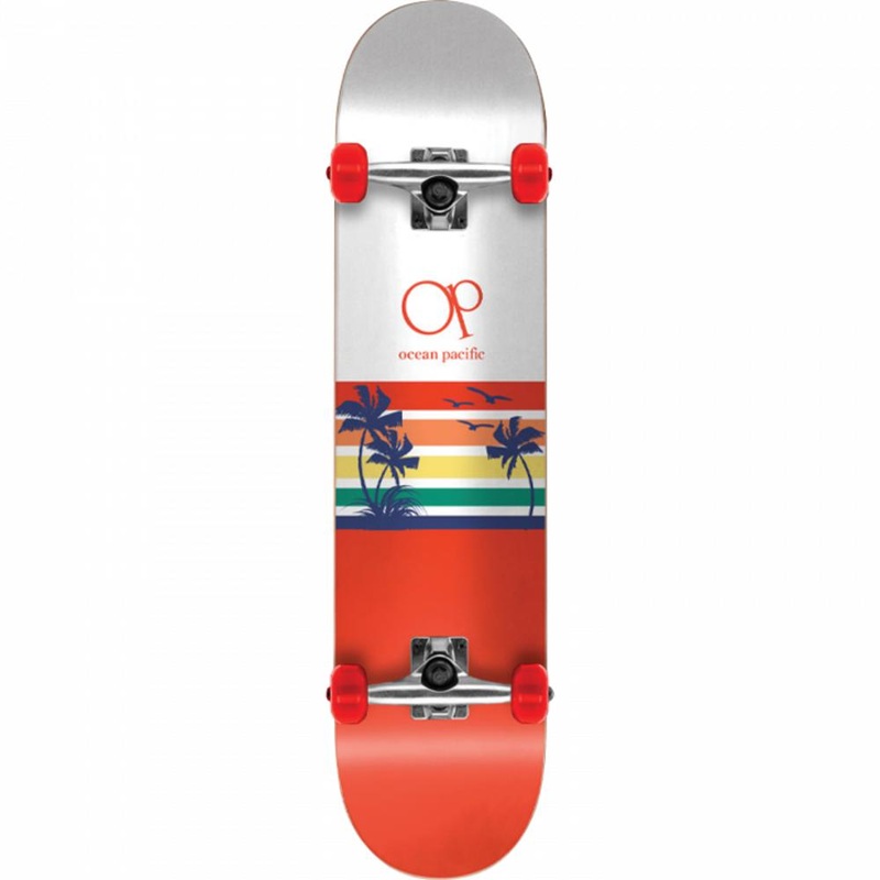 Ocean Pacific White/Red 8.0″ Complete Skateboard Complete