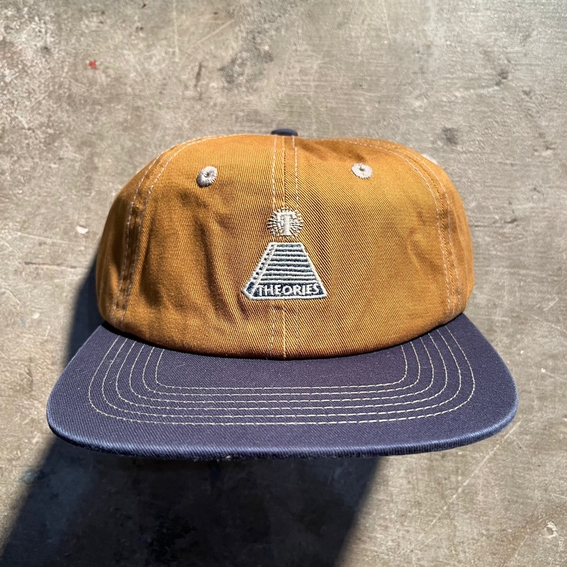Theories – Scribble Embroidered Strapback Hat – Copper / Navy