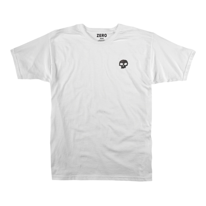 ZERO SINGLE SKULL EMBROIDERED T-SHIRT – WHITE S