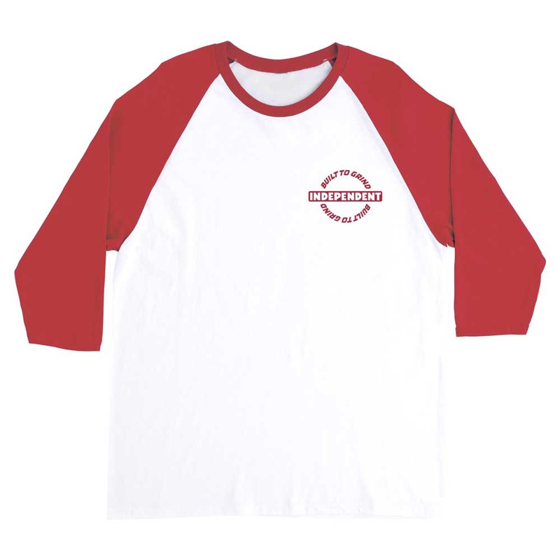 44156283 Bar-rier 3/4 Sleeve Midweight Tee White Red Mens Independent MD