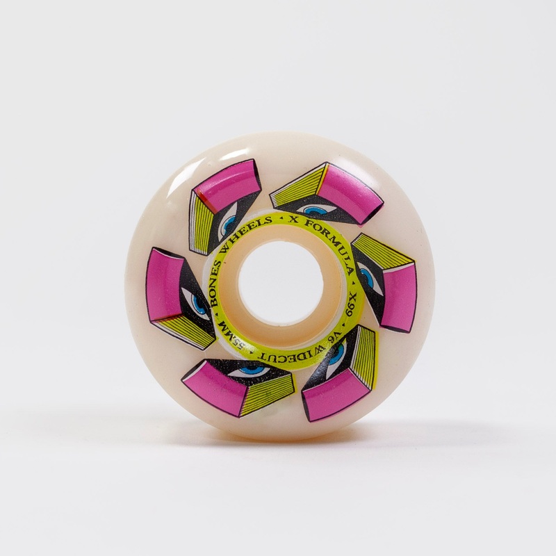 Bones Wheels – 55mm – Look Book X-Formula 99a V6 Widecut – White 55mm 99a