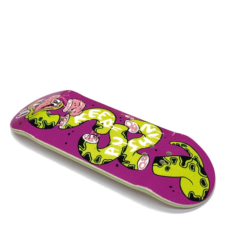 Chems Purple Background “Keep Pushing” Fingerboard Deck 29mm Mid-Pro Popsicle