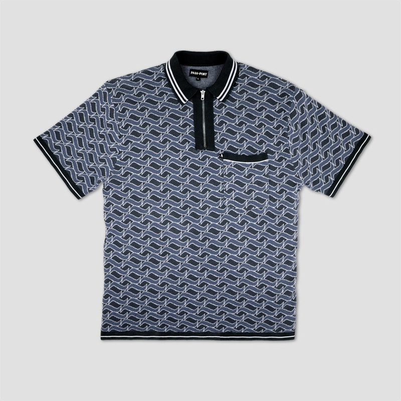 PassPort Stacked Tilde Polo S/S Knit Navy Medium