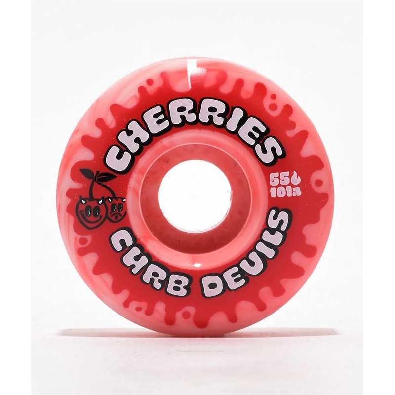 Cherries 55mm Curb Devils Red / White Swirl 101a Skateboard Wheel