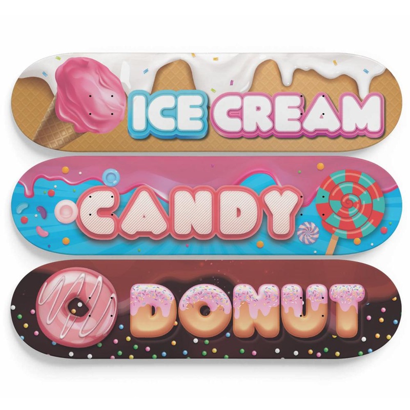 Ice Cream, Candy and Donut Skateboards | Skateboard Wall Art, Mural & Skate Deck Art | Home Decor | Ice Cream Shop Decor