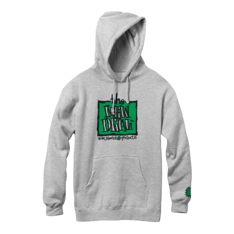 New Deal Original Napkin Logo Athletic Heather Pull Over Hood S