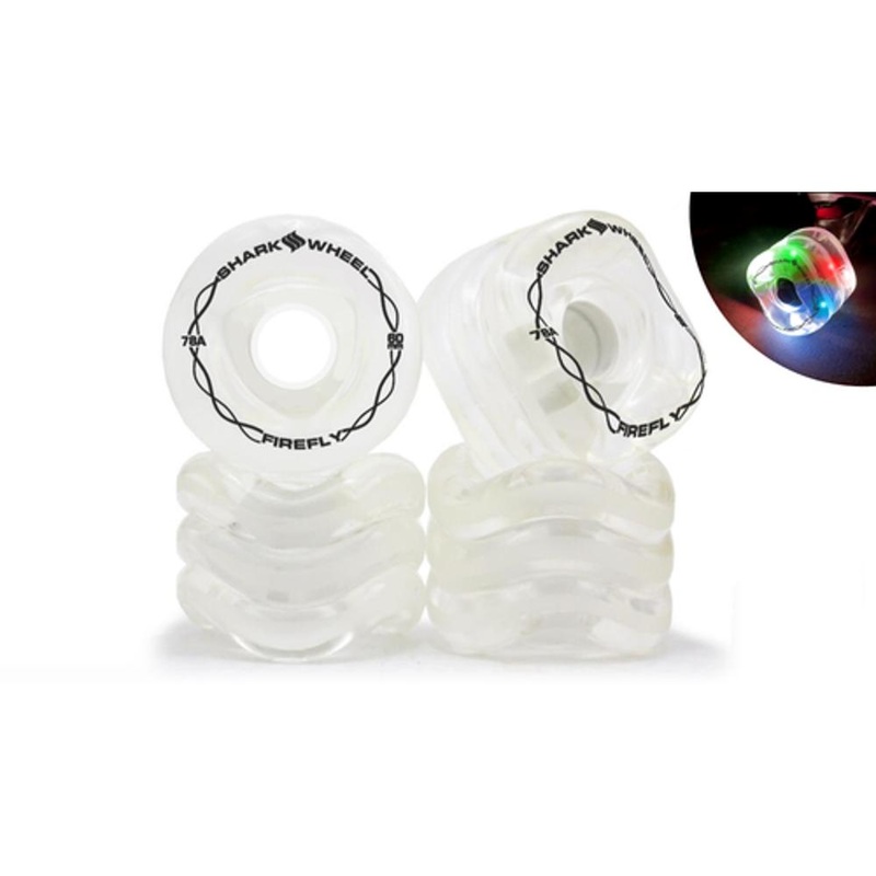 Shark Wheel 60mm/78a Firefly – Clear with Multi-Color Lights Skateboard Wheels
