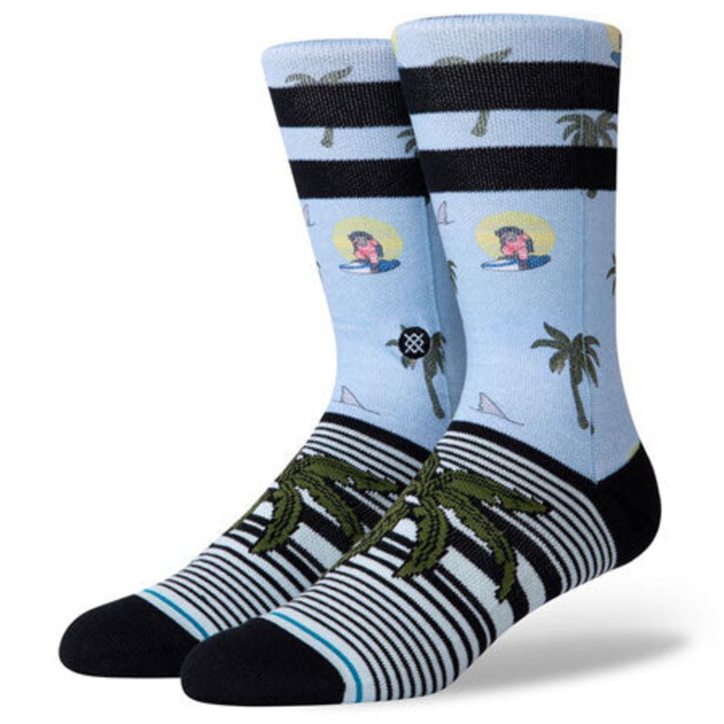 Stance Aloha Monkey Crew Socks Light Blue Large