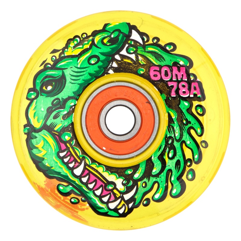 60mm Gator Swamp Spew Light Ups Yellow LED OG Slime 78a Slime Balls Skateboard Wheels Yellow 60mm