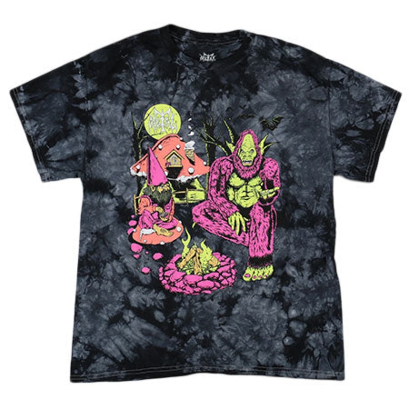 Metal Skateboards Gnome Meets Bigfoot Tie Dye T Shirt Black/ Grey Small