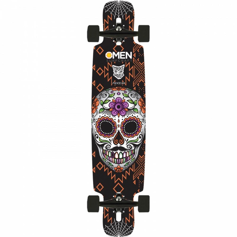 Omen Mexico Mask 41.5″ Drop Through Longboard with Kicktail Complete