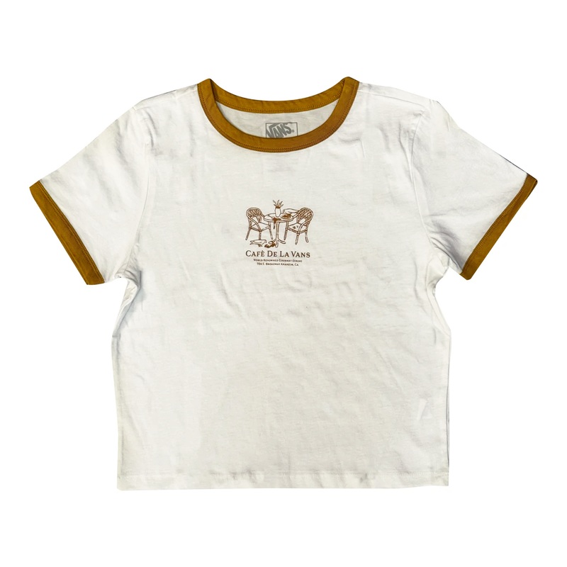 Vans Womens De La Vans Cropped Ringer T Shirt Marshmallow Small